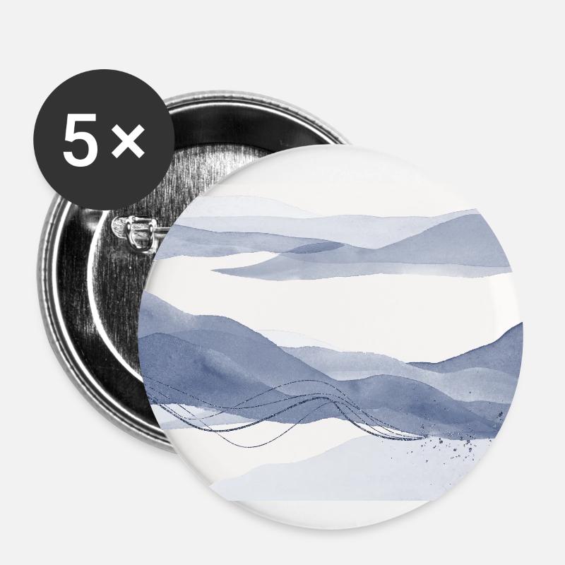 Blaue abstrakte Landschaft - Buttons klein 25 mm (5er Pack) - Weiß