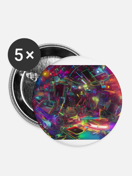 Psychedelische Musik - Buttons klein 25 mm (5er Pack) - Weiß