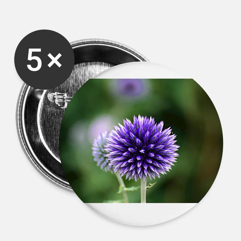 Blaue Blume. - Buttons klein 25 mm (5er Pack) - Weiß