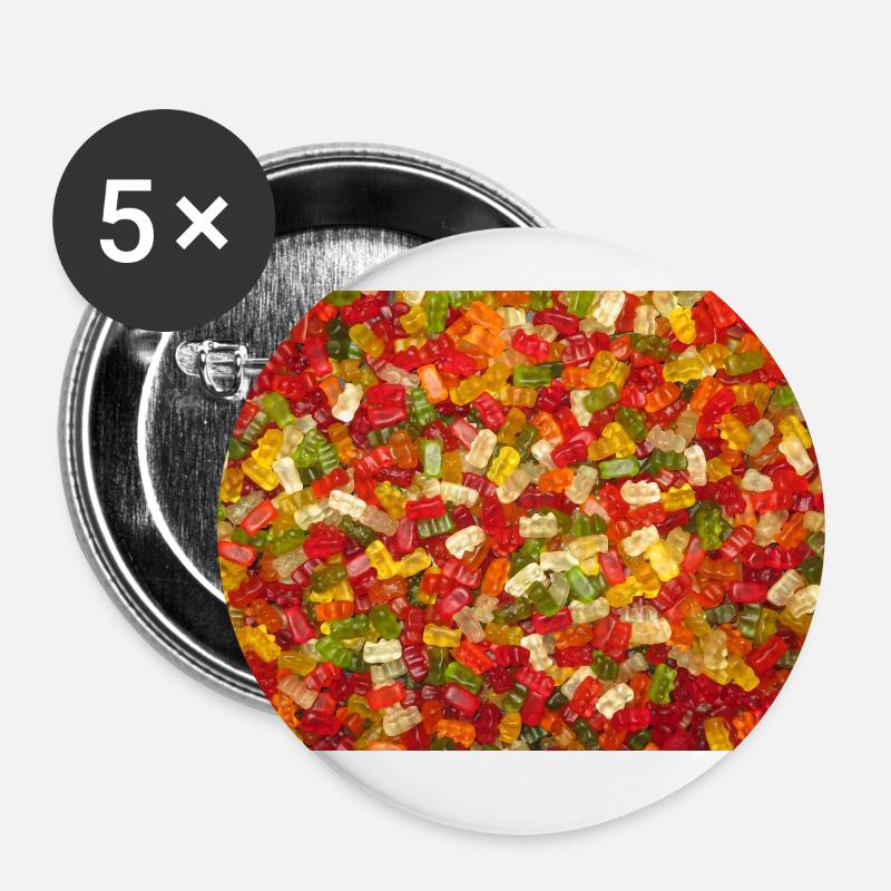 Gummibärchen (Querformat) - Buttons klein 25 mm (5er Pack) - Weiß