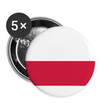 Drapeau de la Pologne - Lot de 5 petits badges (25 mm) - blanc - Devant