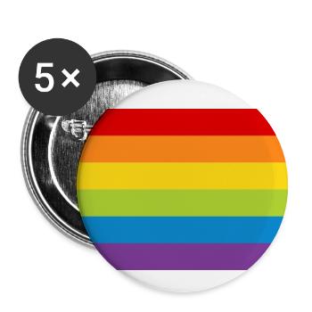 Regenbogen Flagge Fahne LGBT bunt CSD Gay Pride - Buttons klein 25 mm (5er Pack) - Weiß - Vorne
