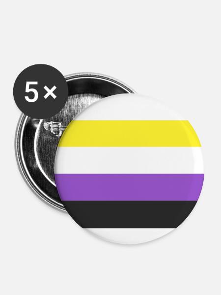Non-binary Flagge - Buttons klein 25 mm (5er Pack) - Weiß