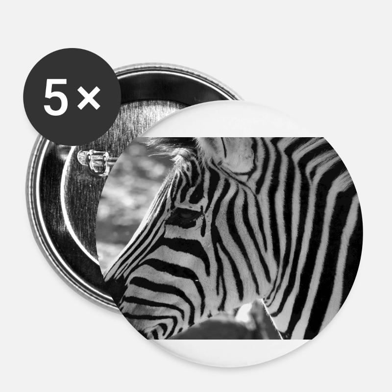 Zebra - Buttons klein 25 mm (5er Pack) - Weiß