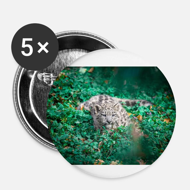 Snow leopard - Buttons small 1''/25 mm (5-pack) - white