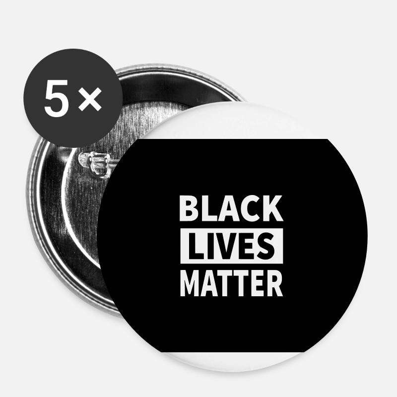 Black Lives Matter - Buttons klein 25 mm (5er Pack) - Weiß