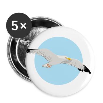 Möwe - Buttons klein 25 mm (5er Pack) - Weiß - Vorne