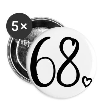 Süße Nummer 68, 68 Jahre alt, 68. Geburtstag Geschenk - Buttons klein 25 mm (5er Pack) - Weiß - Vorne