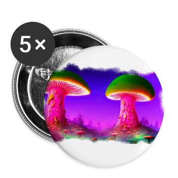Mushrooms World 2 - Buttons small 1''/25 mm (5-pack) - white - Front