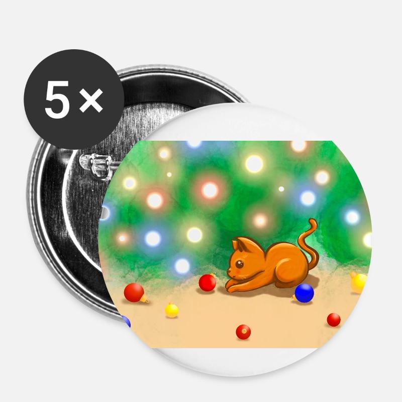 Christmas Cat 2 - Buttons klein 25 mm (5er Pack) - Weiß