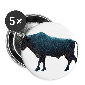Le taureau boursier comme polygone avec un haut niveau de détail - Lot de 5 petits badges (25 mm) - blanc - Devant