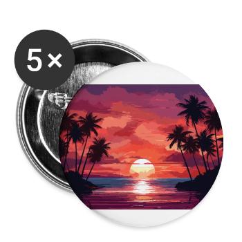 Strand Palmen Sonnenuntergang - Buttons klein 25 mm (5er Pack) - Weiß - Vorne
