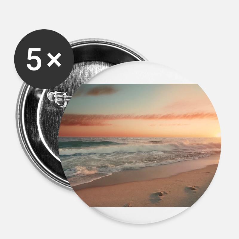 Beach Sunset - Buttons small 1''/25 mm (5-pack) - white