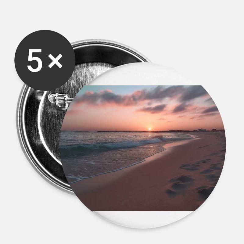 Strand Sonnenuntergang - Buttons klein 25 mm (5er Pack) - Weiß