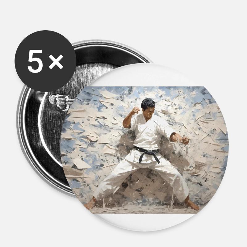 Karate Fighter Karate Kämpfer - Buttons klein 25 mm (5er Pack) - Weiß