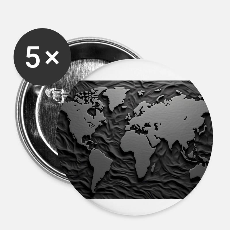 World map - Buttons small 1''/25 mm (5-pack) - white