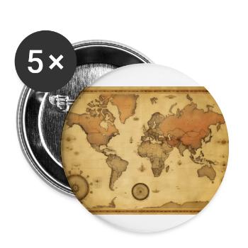 World Map Vintage - Buttons small 1''/25 mm (5-pack) - white - Front