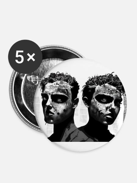 Die Zwillinge - Buttons klein 25 mm (5er Pack) - Weiß