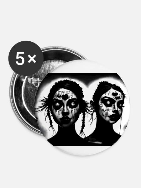 Die Zwillingsschwestern - Buttons klein 25 mm (5er Pack) - Weiß