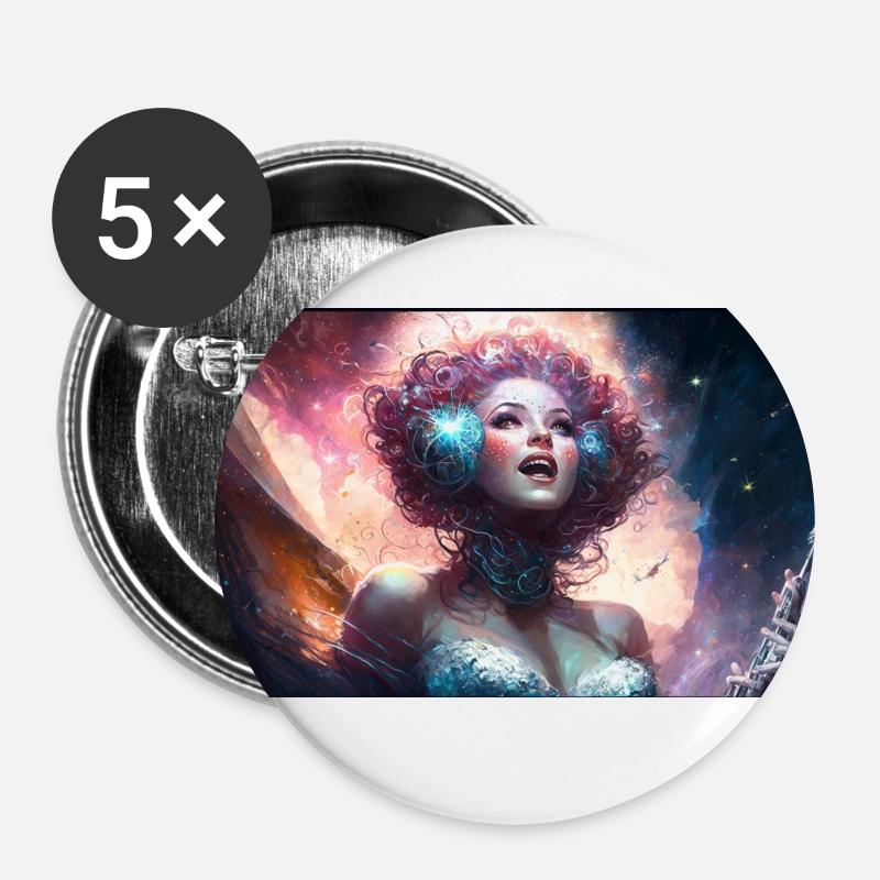 Galactic diva2 - Lot de 5 petits badges (25 mm) - blanc