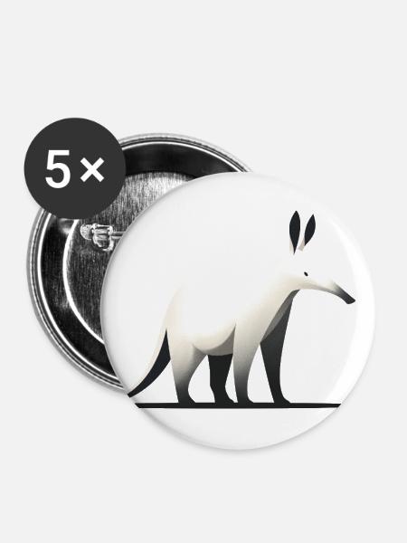 Erdferkel - Buttons klein 25 mm (5er Pack) - Weiß