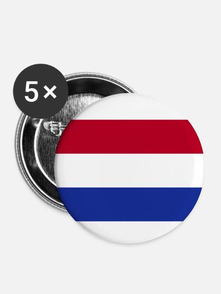 Niederlande - Buttons klein 25 mm (5er Pack) - Weiß