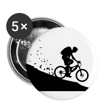 Mountain bikers - Buttons small 1''/25 mm (5-pack) - white - Front