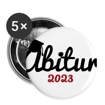 Abitur 2023 Geschenke Mädchen Jungen Abiturient - Buttons klein 25 mm (5er Pack) - Weiß - Vorne