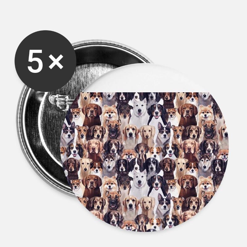 Hunde! - Buttons klein 25 mm (5er Pack) - Weiß