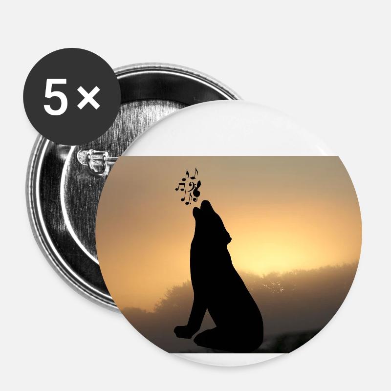 Lunch box wolf - Buttons small 1''/25 mm (5-pack) - white