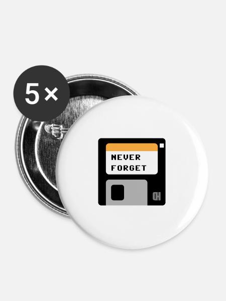 Diskette schwarz - Buttons klein 25 mm (5er Pack) - Weiß
