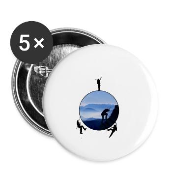 Les grimpeurs grimpent dans les montagnes - Lot de 5 petits badges (25 mm) - blanc - Devant