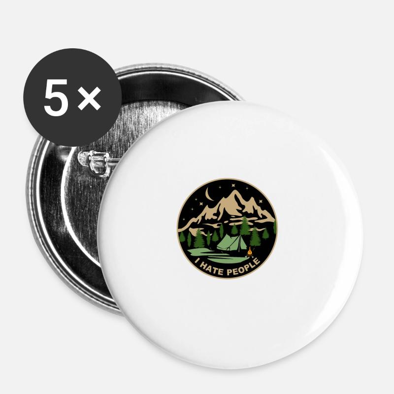 I hate people - Buttons klein 25 mm (5er Pack) - Weiß