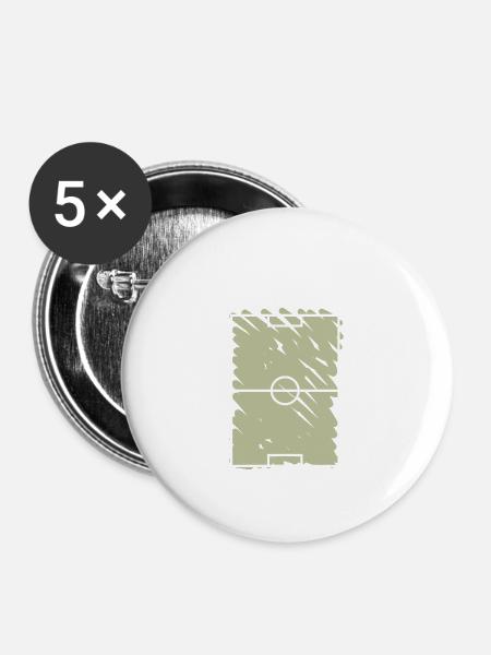 Sport Fußballfeld Fußballplatz - Buttons klein 25 mm (5er Pack) - Weiß