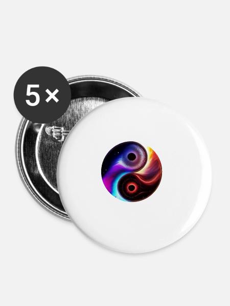 Yin Yang - Buttons klein 25 mm (5er Pack) - Weiß