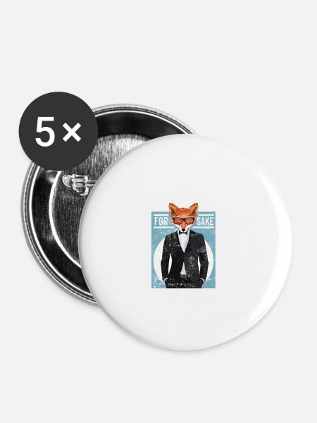 Fuchs Tier Abstrakt - Buttons klein 25 mm (5er Pack) - Weiß
