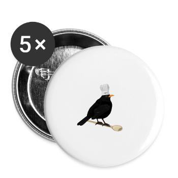 Blackbird Chef Chef Cuisine Bird Watcher - Lot de 5 petits badges (25 mm) - blanc - Devant