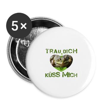 küss mich Frosch verzaubert - Buttons klein 25 mm (5er Pack) - Weiß - Vorne
