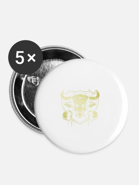 Bulle Stier Boxer - Buttons klein 25 mm (5er Pack) - Weiß