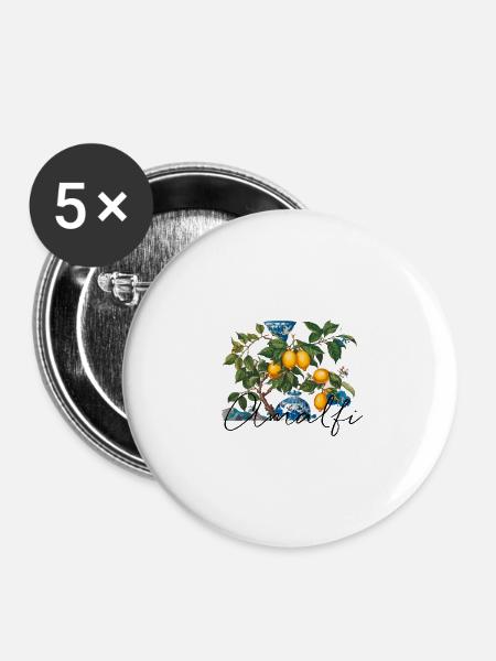 amalfi, zitronen, porzellan,keramik,zitrone - Buttons klein 25 mm (5er Pack) - Weiß