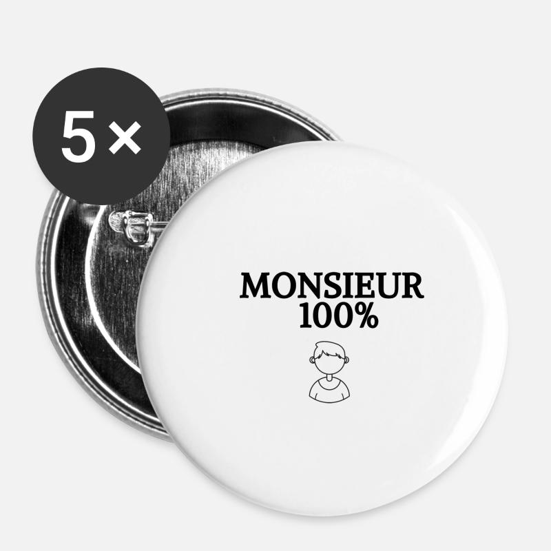 Herr 100% - Buttons klein 25 mm (5er Pack) - Weiß