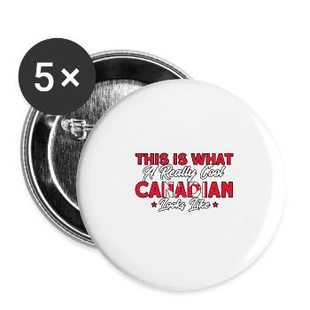 Drapeau canadien Cadeau racines canadiennes - Lot de 5 petits badges (25 mm) - blanc - Devant