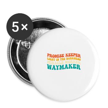 Promise Keeper Miracle Worker Waymaker Vintage - Buttons klein 25 mm (5er Pack) - Weiß - Vorne