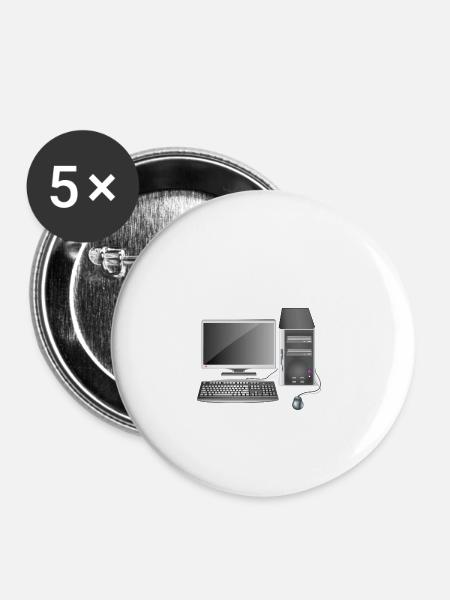 Fester Computer - Buttons klein 25 mm (5er Pack) - Weiß