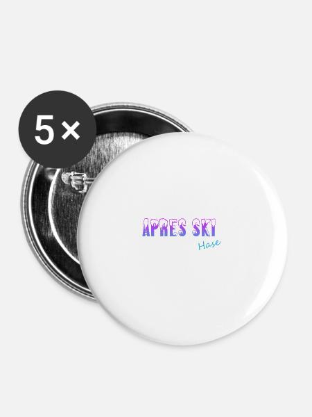 Apres Skihase - Buttons klein 25 mm (5er Pack) - Weiß