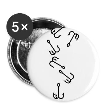 Icône de pêcheur à la ligne - Lot de 5 petits badges (25 mm) - blanc - Devant