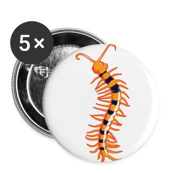 Skolopender Hundertfüsser Centipede giftig gift - Buttons klein 25 mm (5er Pack) - Weiß - Vorne