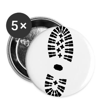 Schuhabdruck, Fußabdruck rechts - Buttons klein 25 mm (5er Pack) - Weiß - Vorne