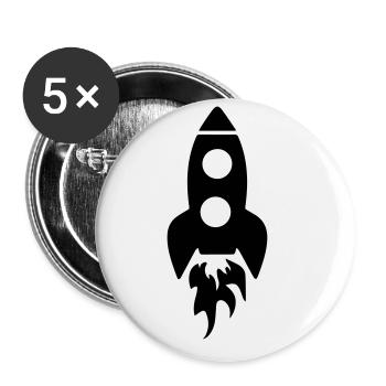 Symbole de fusée - Lot de 5 petits badges (25 mm) - blanc - Devant