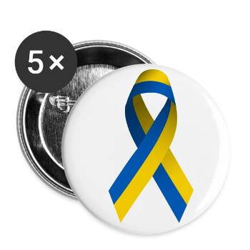 Ukraine Friedenszeichen - Buttons klein 25 mm (5er Pack) - Weiß - Vorne